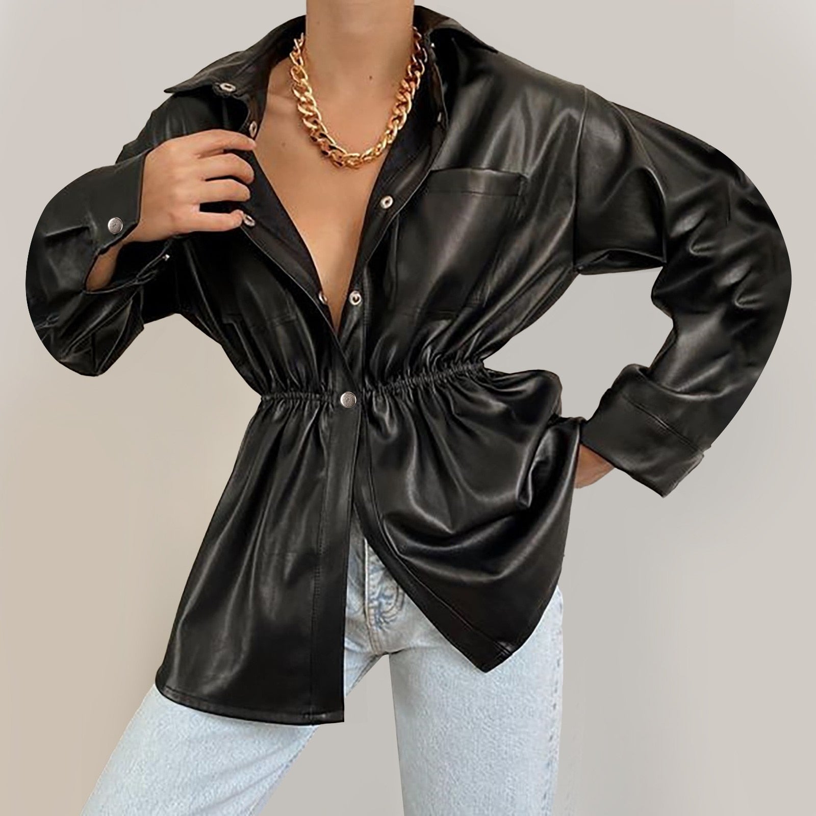 Lapel Collar Button Down Blazer main image 0