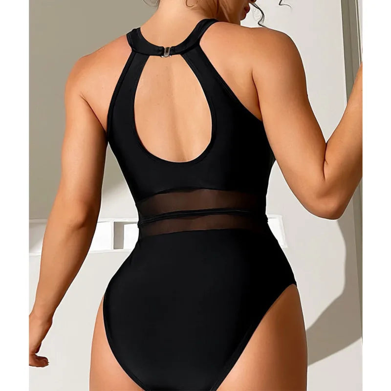 Black Net Sexy One Piece Swimsuits