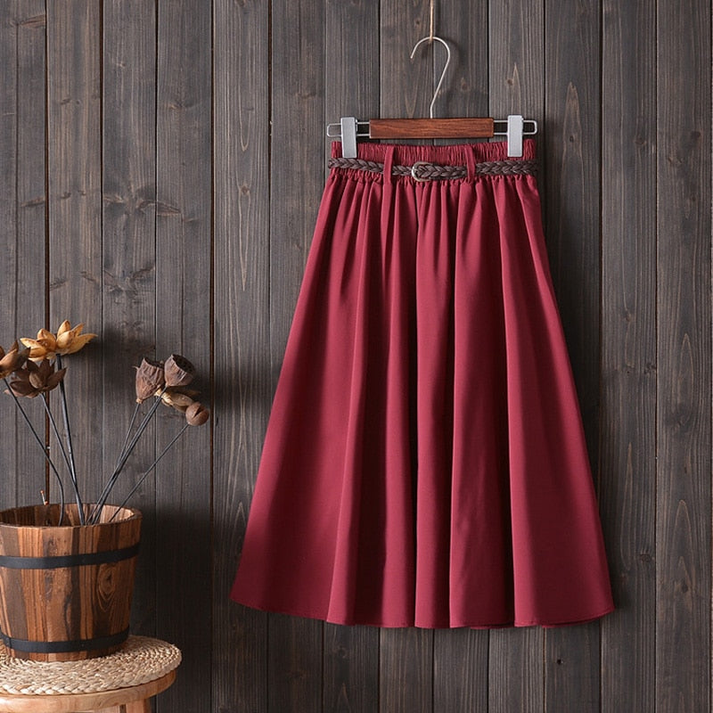 Pleated A-line School Skirt Female