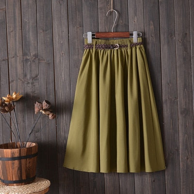 Pleated A-line School Skirt Female