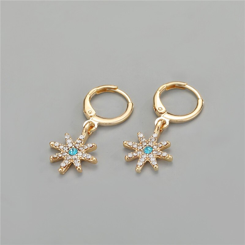 Crystal Moon Star Dangle Earrings