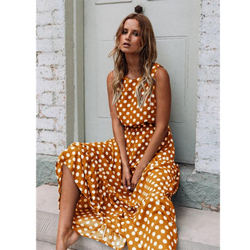 Sleeveless Polka Dot Print Dress