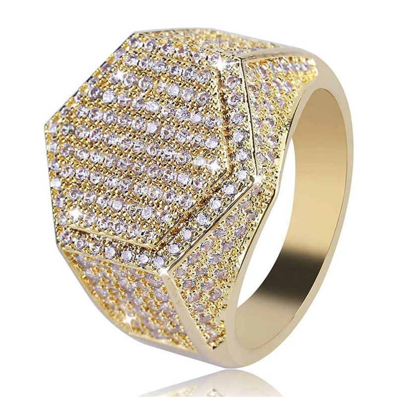 Men's Ring Hip Hop Iced Out High Quality Micro Pave CZ Finger Ring    Square Rings For Men Jewelry
