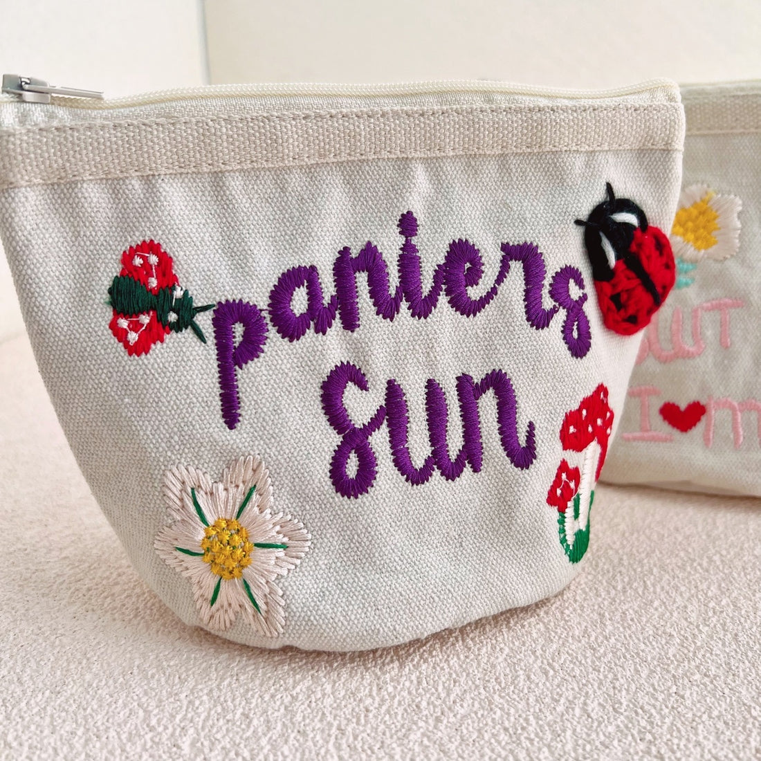 Embroidered Crochet Ladybird Cherry Bag
