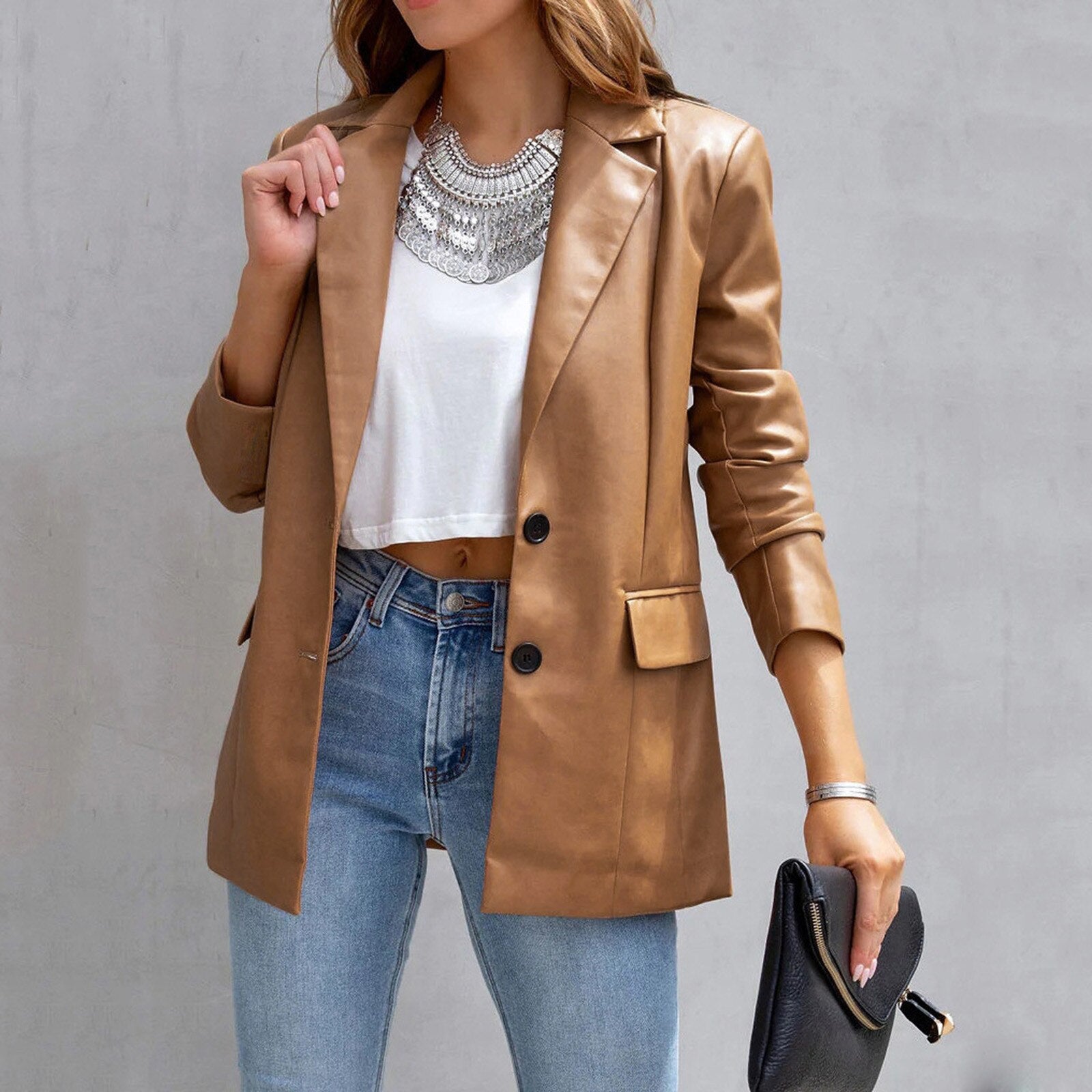 Faux Leather Biker Jacket