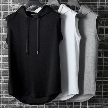 Men Muscle Hoodie Sleeveless Vest