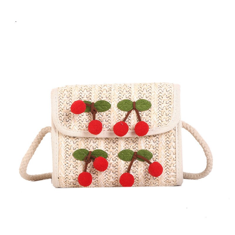 Cute Summer Straw Cherry Crossbody